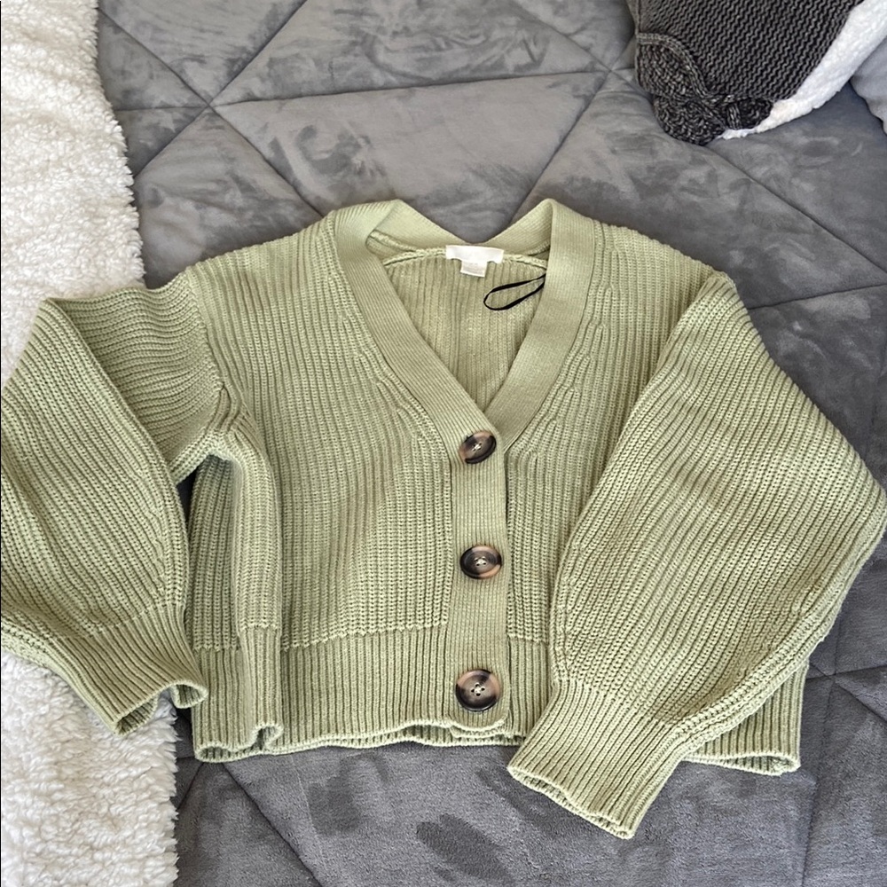 Olive Green Button-Up Women's Sweater